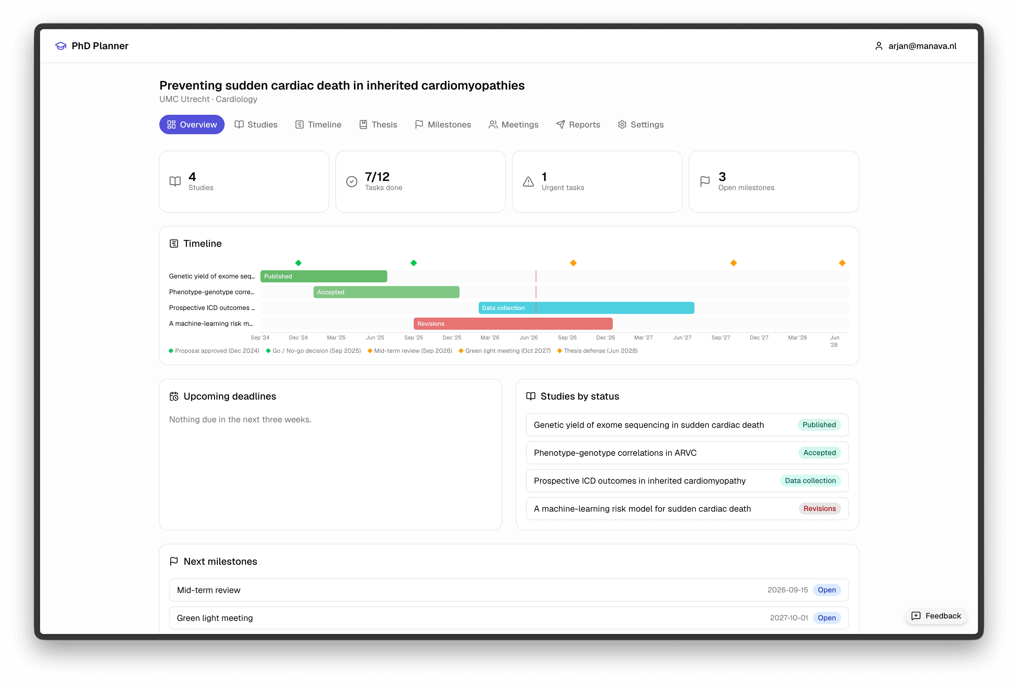 PhD Planner overview