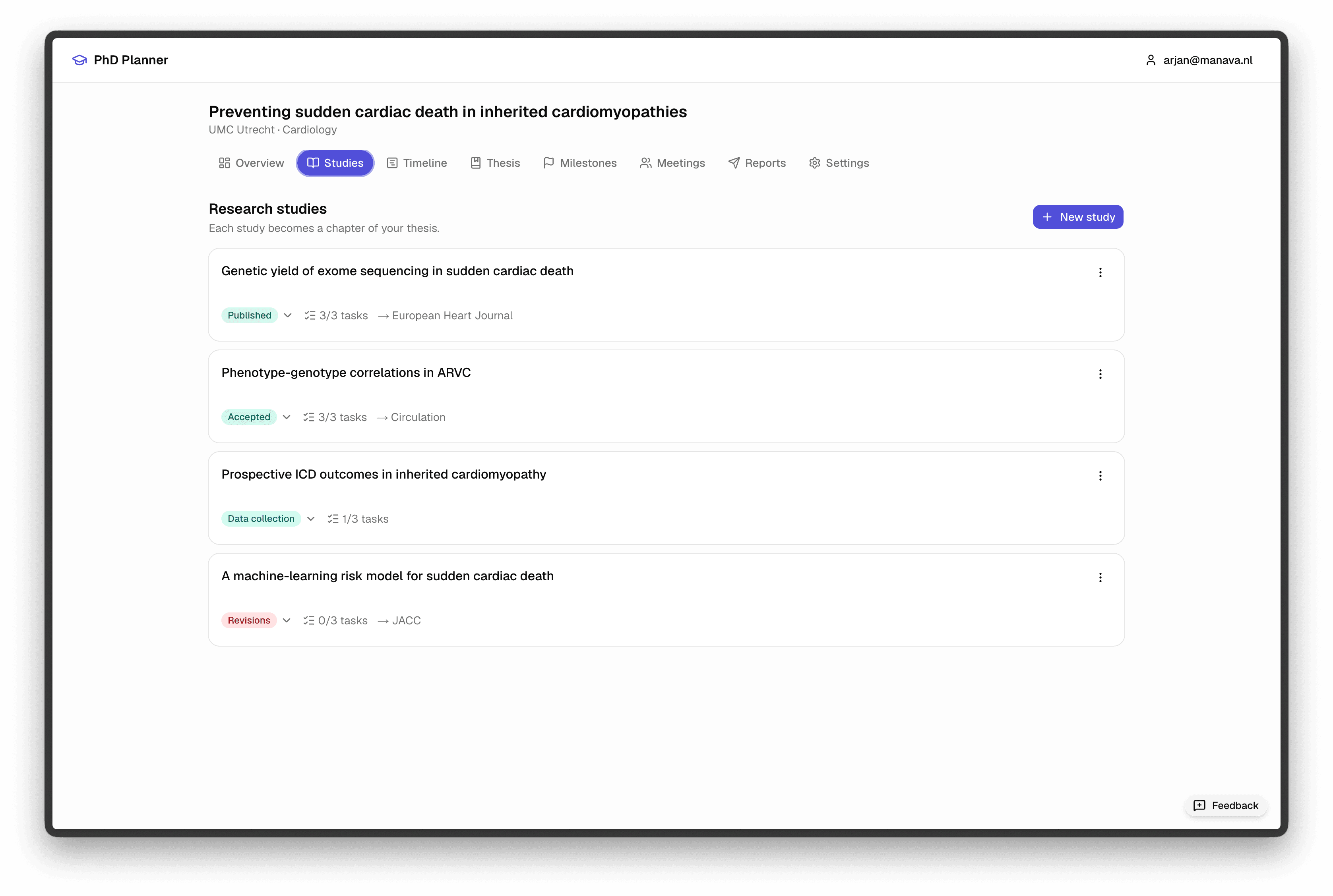 Studies with tasks
